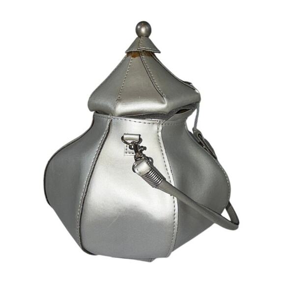 Pylones Design Lucas Tea Pot Purse Silver Unique Bag Needs TLC - Picture 3 of 9